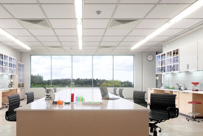 Faux plafond de bureau pour améliorer l'isolation acoustique